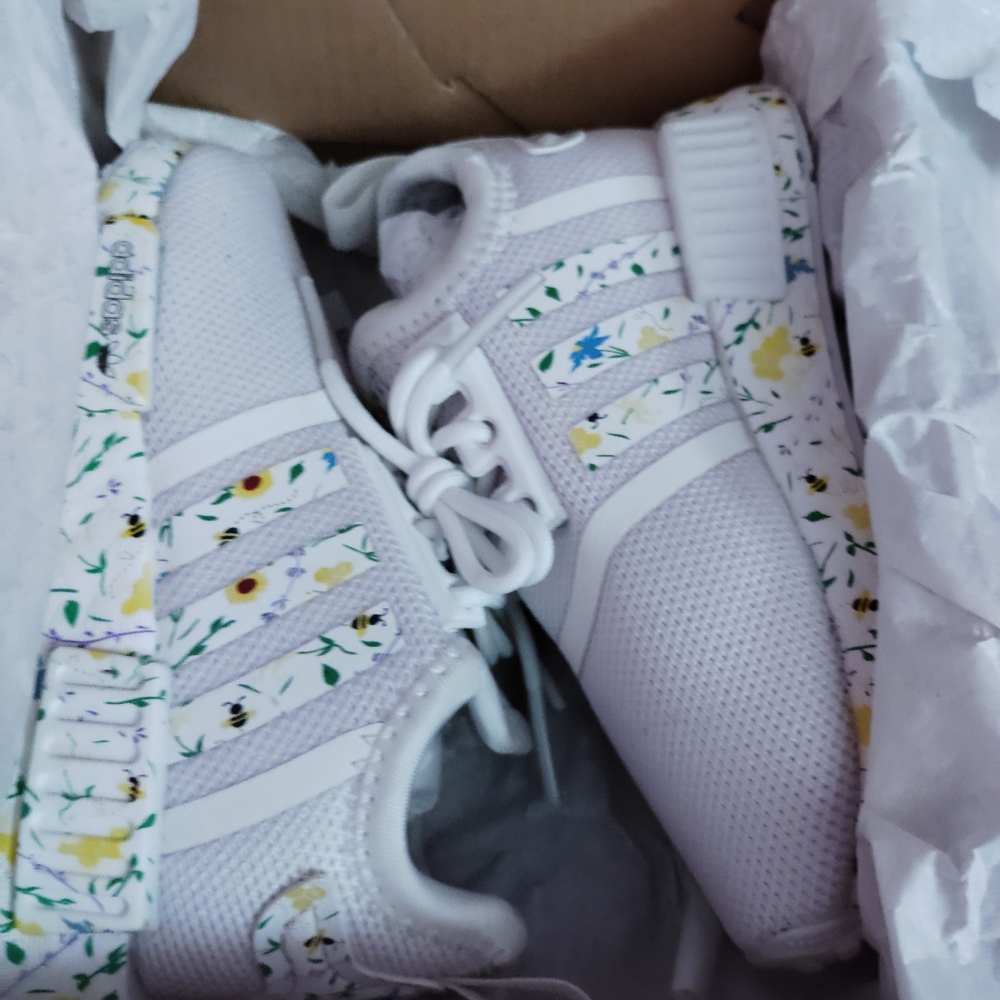 adidas White Floral Baby Shoes
